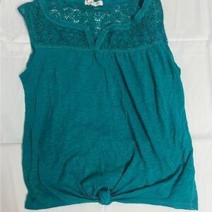 Aeropostale Teal Lace Detail Tank Top